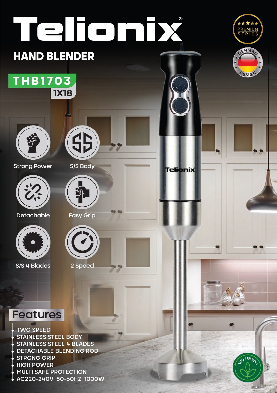 گوشت کوب برقی تلونیکس مدل THB1703 تک کاره