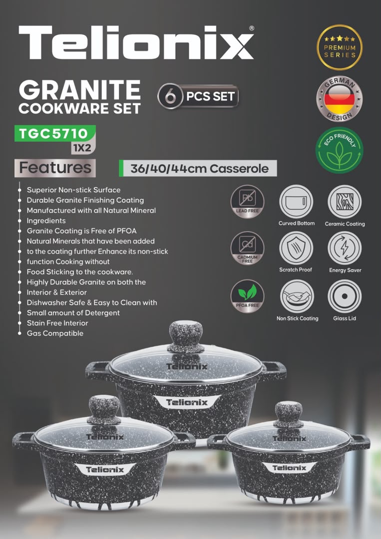سرویس قابلمه گرانیتی تلیونیکس مدل TGC5710