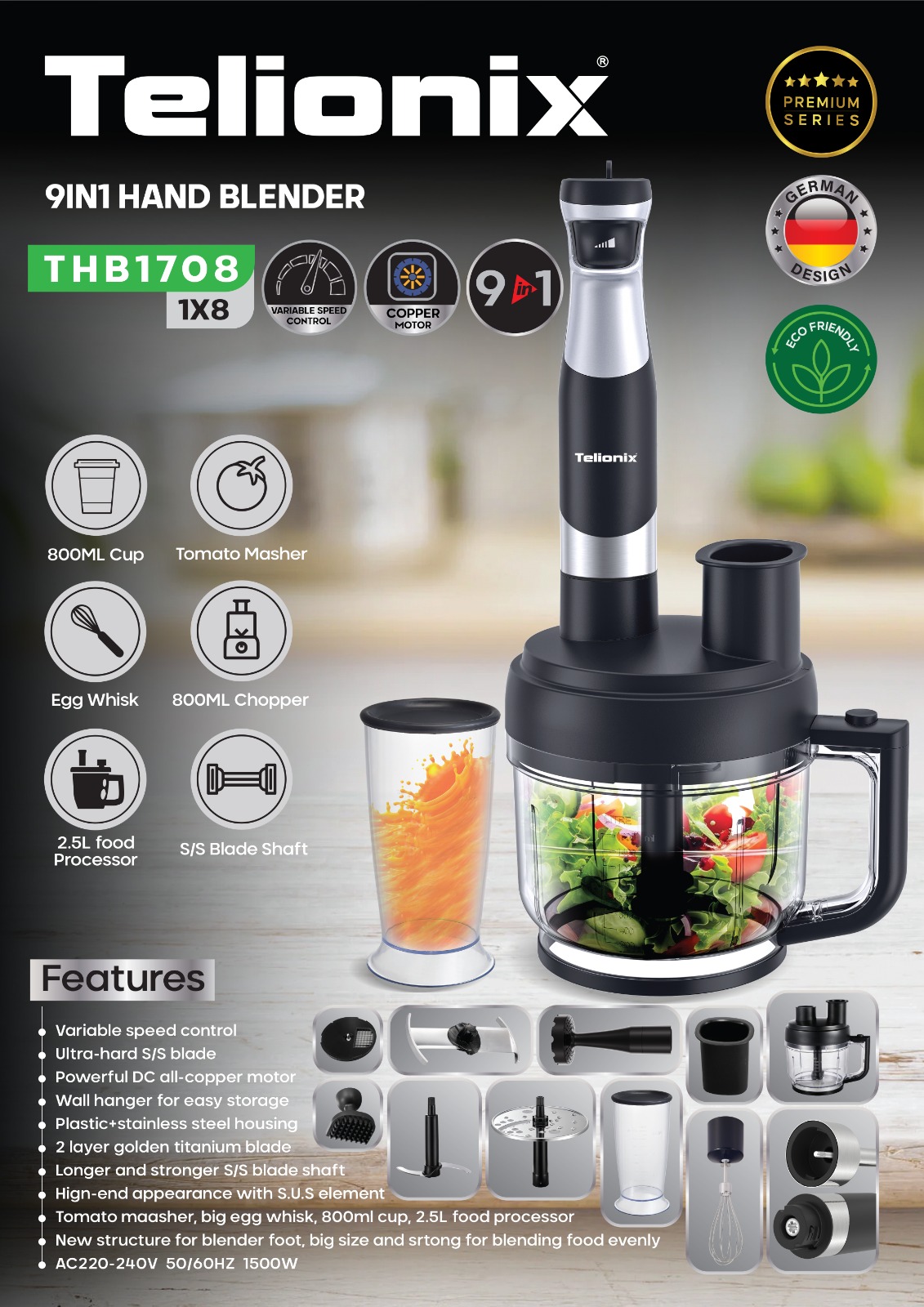 گوشت کوب برقی تلیونیکس مدل THB1708 چند کاره