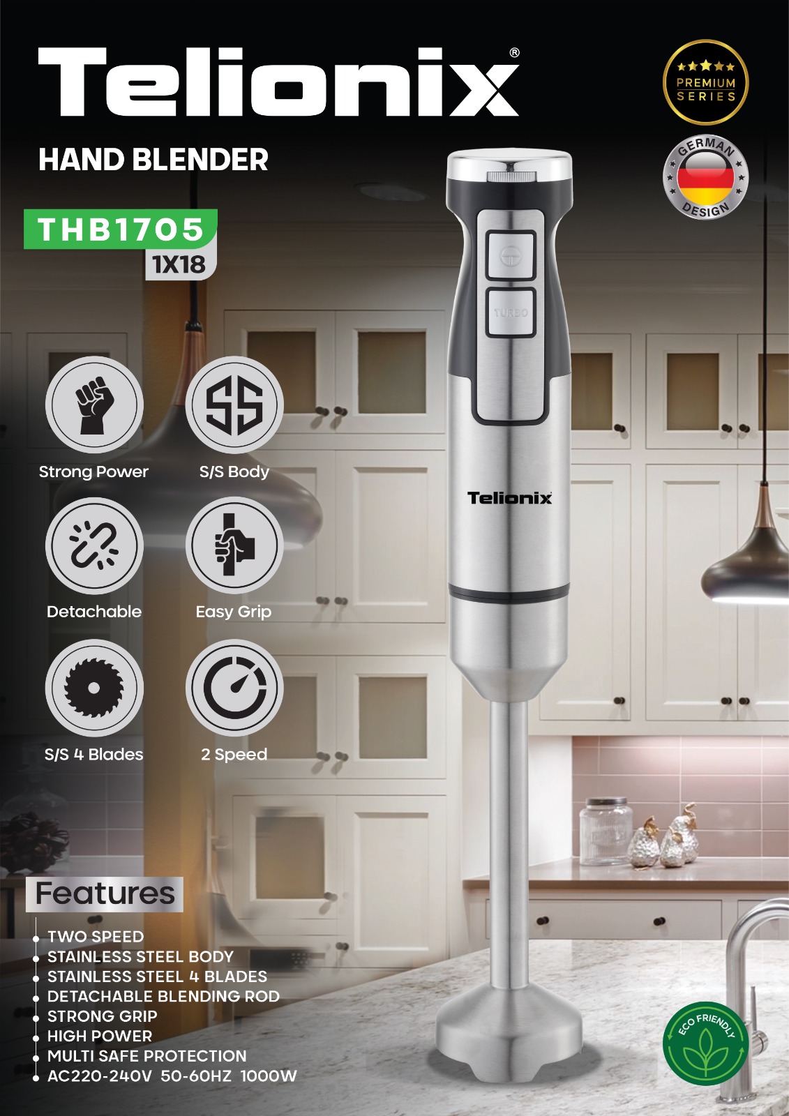 گوشت کوب برقی تلیونیکس مدل THB1705 تک کاره