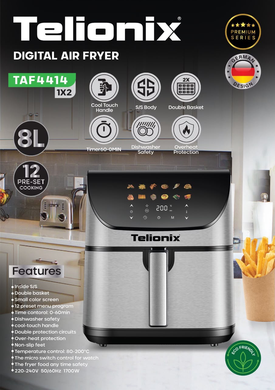 سرخ کن تلیونیکس مدل TAF4414 ظرفیت ۸ لیتر بدون روغن